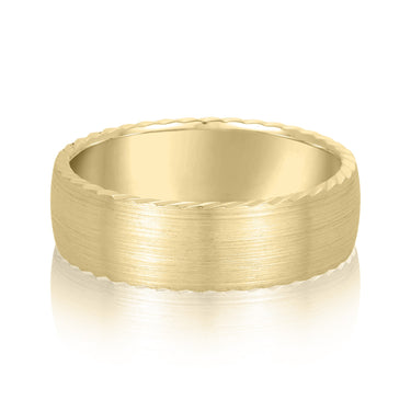 6mm Standard Weight Mens Band – Lab Diamond Men's Band in 18K Gold | Just Brilliant – close-up view