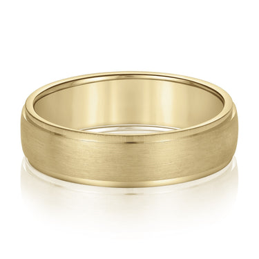6mm Standard Weight Mens Band – Lab Diamond Men's Band in 18K Gold | Just Brilliant – close-up view