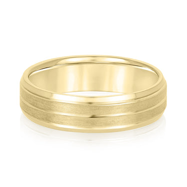 6mm Standard Weight Mens Band – Lab Diamond Men's Band in 18K Gold | Just Brilliant – close-up view