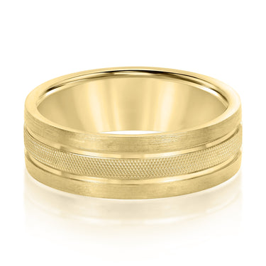 6mm Standard Weight Mens Band – Lab Diamond Men's Band in 18K Gold | Just Brilliant – close-up view