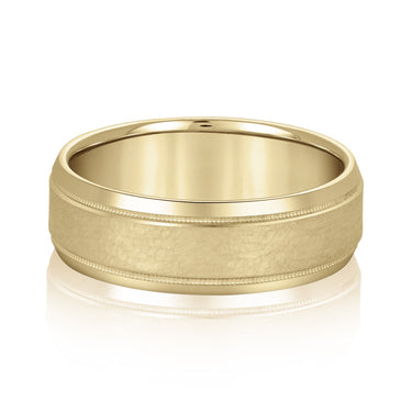 6mm Standard Weight Mens Band – Lab Diamond Men's Band in 18K Gold | Just Brilliant – close-up view
