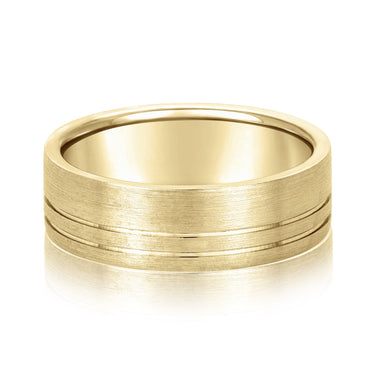 6mm Standard Weight Mens Band – Lab Diamond Men's Band in 18K Gold | Just Brilliant – close-up view