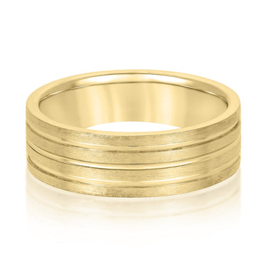 6mm Standard Weight Mens Band – Lab Diamond Men's Band in 18K Gold | Just Brilliant – close-up view