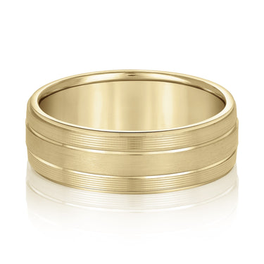 6mm Standard Weight Mens Band – Lab Diamond Men's Band in 18K Gold | Just Brilliant – close-up view