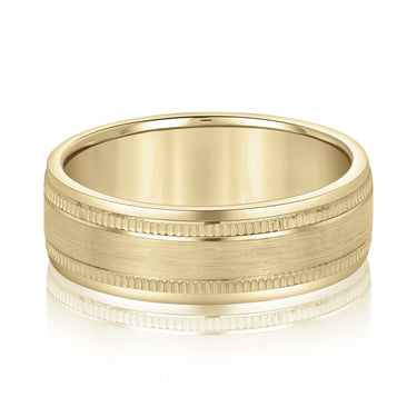 6mm Standard Weight Mens Band – Lab Diamond Men's Band in 18K Gold | Just Brilliant – close-up view