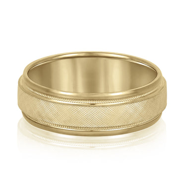 7mm Standard Weight Mens Band – Lab Diamond Men's Band in 18K Gold | Just Brilliant – close-up view