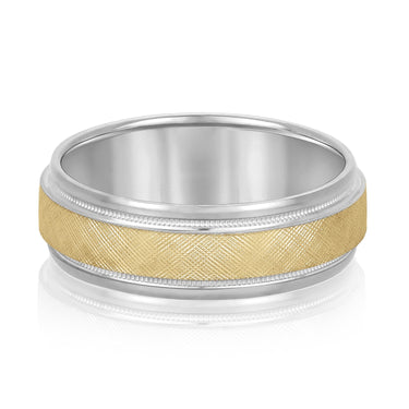 7mm Standard Weight Mens Band – Lab Diamond Men's Band in 18K Gold | Just Brilliant – side view