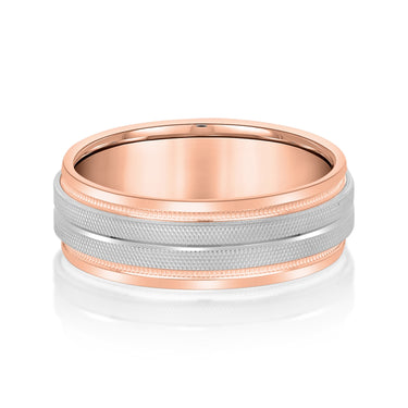 7mm Standard Weight Mens Band – Lab Diamond Men's Band in 18K Gold | Just Brilliant – angle view