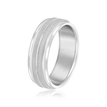 7mm Standard Weight Mens Band – Lab Diamond Men's Band in 18K Gold | Just Brilliant – detail view