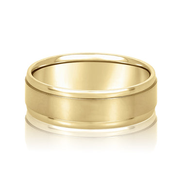 7mm Standard Weight Mens Band – Lab Diamond Men's Band in 18K Gold | Just Brilliant – close-up view