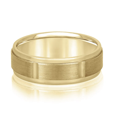7mm Standard Weight Mens Band – Lab Diamond Men's Band in 18K Gold | Just Brilliant – close-up view