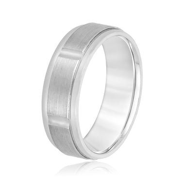 7mm Standard Weight Mens Band – Lab Diamond Men's Band in 18K Gold | Just Brilliant – detail view