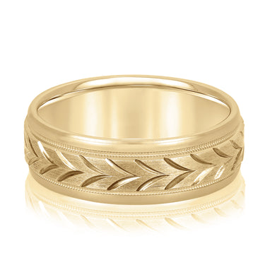7mm Standard Weight Mens Band – Lab Diamond Men's Band in 18K Gold | Just Brilliant – close-up view