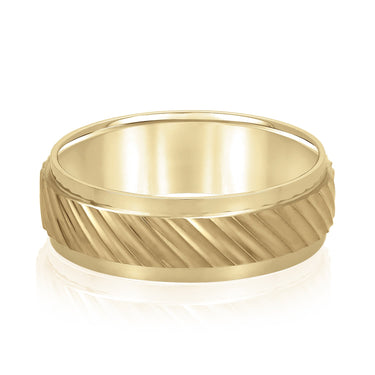 7mm Standard Weight Mens Band – Lab Diamond Men's Band in 18K Gold | Just Brilliant – close-up view