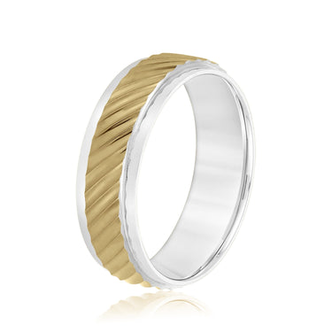 7mm Standard Weight Mens Band – Lab Diamond Men's Band in 18K Gold | Just Brilliant – angle view