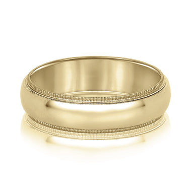 6mm Standard Weight Mens Band – Lab Diamond Men's Band in 18K Gold | Just Brilliant – close-up view