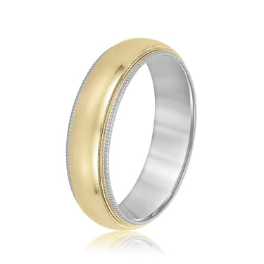 6mm Standard Weight Mens Band – Lab Diamond Men's Band in 18K Gold | Just Brilliant – angle view