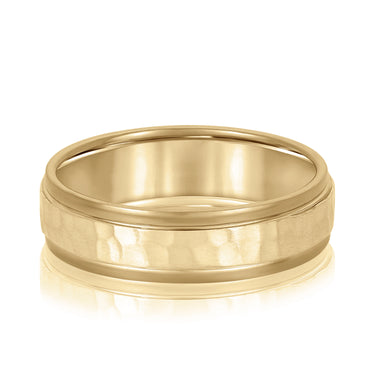 6mm Standard Weight Mens Band – Lab Diamond Men's Band in 18K Gold | Just Brilliant – close-up view