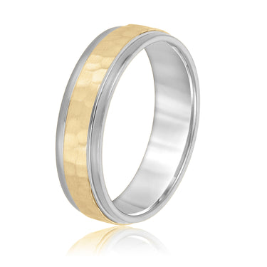 6mm Standard Weight Mens Band – Lab Diamond Men's Band in 18K Gold | Just Brilliant – angle view