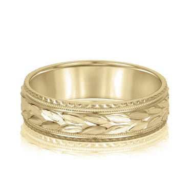 6mm Standard Weight Mens Band – Lab Diamond Men's Band in 18K Gold | Just Brilliant – close-up view