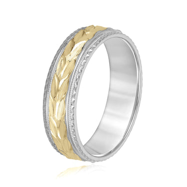 6mm Standard Weight Mens Band – Lab Diamond Men's Band in 18K Gold | Just Brilliant – angle view