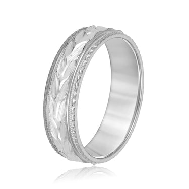 6mm Standard Weight Mens Band – Lab Diamond Men's Band in 18K Gold | Just Brilliant – detail view