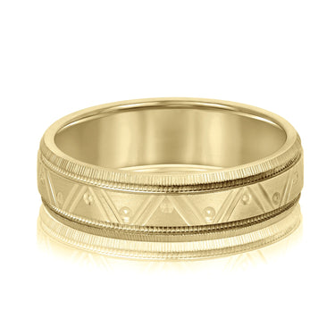 6mm Standard Weight Mens Band – Lab Diamond Men's Band in 18K Gold | Just Brilliant – close-up view