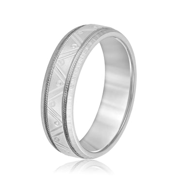 6mm Standard Weight Mens Band – Lab Diamond Men's Band in 18K Gold | Just Brilliant – detail view