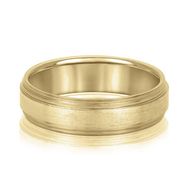 6mm Standard Weight Mens Band – Lab Diamond Men's Band in 18K Gold | Just Brilliant – close-up view
