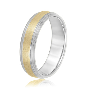 6mm Standard Weight Mens Band – Lab Diamond Men's Band in 18K Gold | Just Brilliant – angle view