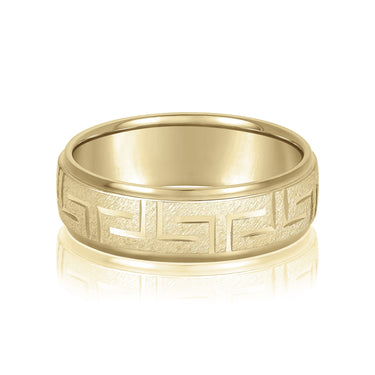 7mm Standard Weight Mens Band – Lab Diamond Men's Band in 18K Gold | Just Brilliant – close-up view
