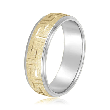7mm Standard Weight Mens Band – Lab Diamond Men's Band in 18K Gold | Just Brilliant – angle view