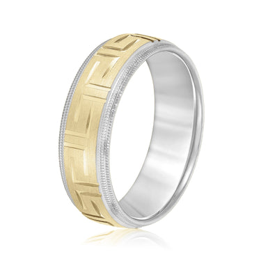 7mm Standard Weight Mens Band – Lab Diamond Men's Band in 18K Gold | Just Brilliant – angle view