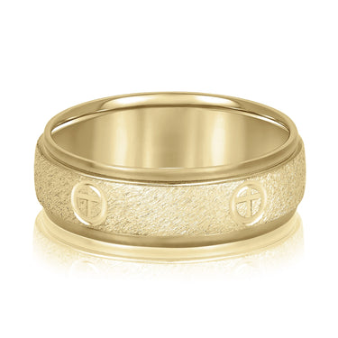 7mm Standard Weight Mens Band – Lab Diamond Men's Band in 18K Gold | Just Brilliant – close-up view