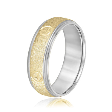 7mm Standard Weight Mens Band – Lab Diamond Men's Band in 18K Gold | Just Brilliant – angle view