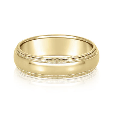 6mm Standard Weight Mens Band – Lab Diamond Men's Band in 18K Gold | Just Brilliant – close-up view