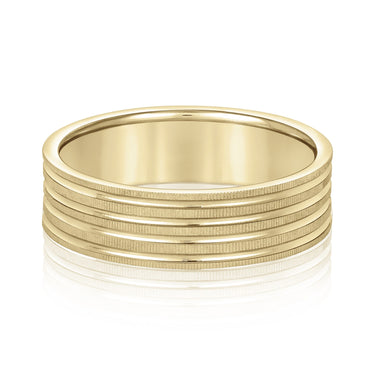 6mm Standard Weight Mens Band – Lab Diamond Men's Band in 18K Gold | Just Brilliant – close-up view