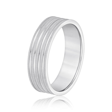 6mm Standard Weight Mens Band – Lab Diamond Men's Band in 18K Gold | Just Brilliant – detail view