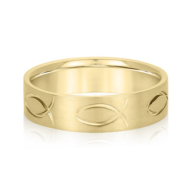 6mm Standard Weight Mens Band – Lab Diamond Men's Band in 18K Gold | Just Brilliant – close-up view