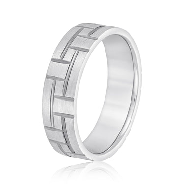 6mm Standard Weight Mens Band – Lab Diamond Men's Band in 18K Gold | Just Brilliant – detail view