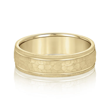 6mm Standard Weight Mens Band – Lab Diamond Men's Band in 18K Gold | Just Brilliant – close-up view
