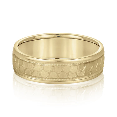 6mm Standard Weight Mens Band – Lab Diamond Men's Band in 18K Gold | Just Brilliant – close-up view