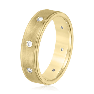 6mm Heavy Weight Mens Band with Diamond – Lab Diamond Men's Band in 18K Gold | Just Brilliant – lifestyle view