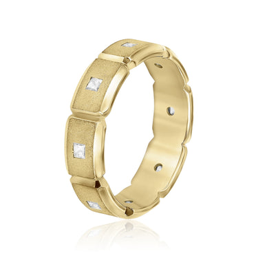 6mm Heavy Weight Mens Band with Diamond – Lab Diamond Men's Band in 18K Gold | Just Brilliant – lifestyle view