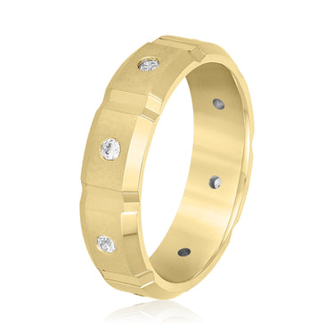 6mm Heavy Weight Mens Band with Diamond – Lab Diamond Men's Band in 18K Gold | Just Brilliant – lifestyle view