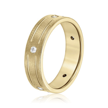 6mm Heavy Weight Mens Band with Diamond – Lab Diamond Men's Band in 18K Gold | Just Brilliant – lifestyle view