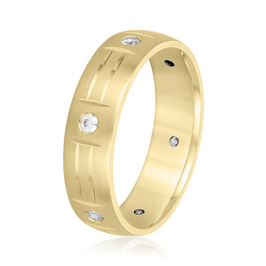6mm Heavy Weight Mens Band with Diamond – Lab Diamond Men's Band in 18K Gold | Just Brilliant – lifestyle view