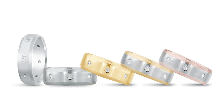7mm Heavy Weight Mens Band with Diamond – Radiant Lab Diamond Men's Band in 18K Gold | Just Brilliant