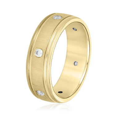 6mm Heavy Weight Mens Band with Diamond – Lab Diamond Men's Band in 18K Gold | Just Brilliant – lifestyle view