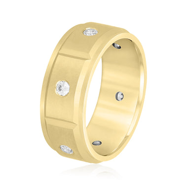 8mm Heavy Weight Mens Band with Diamond – Lab Diamond Men's Band in 18K Gold | Just Brilliant – lifestyle view